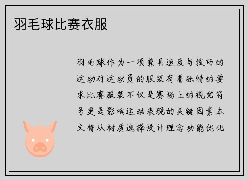 羽毛球比赛衣服